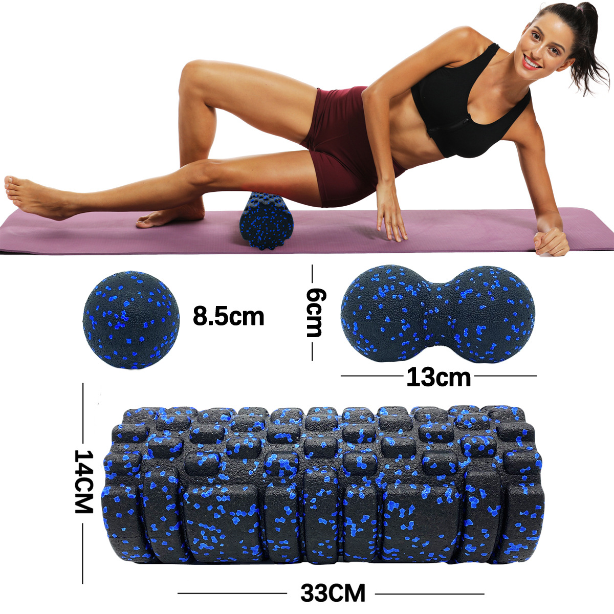 Vibrating Foam Roller - 3Pcs Yoga Roller Massage Peanut Ball