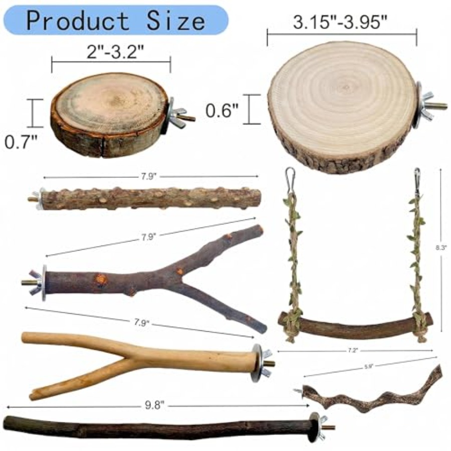 8PCS natural wood bird perches - Health & Wellness Fee avis et prix